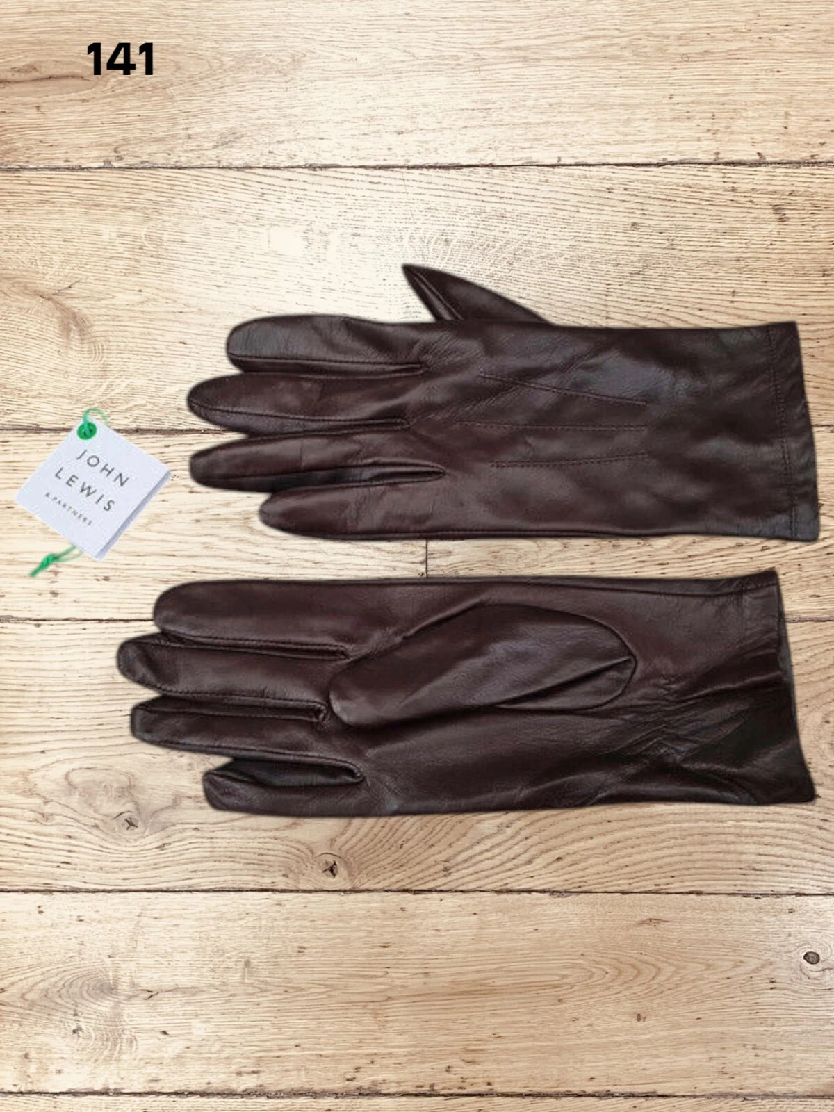 John Lewis Women's Brown Leather Gloves Size M (141)