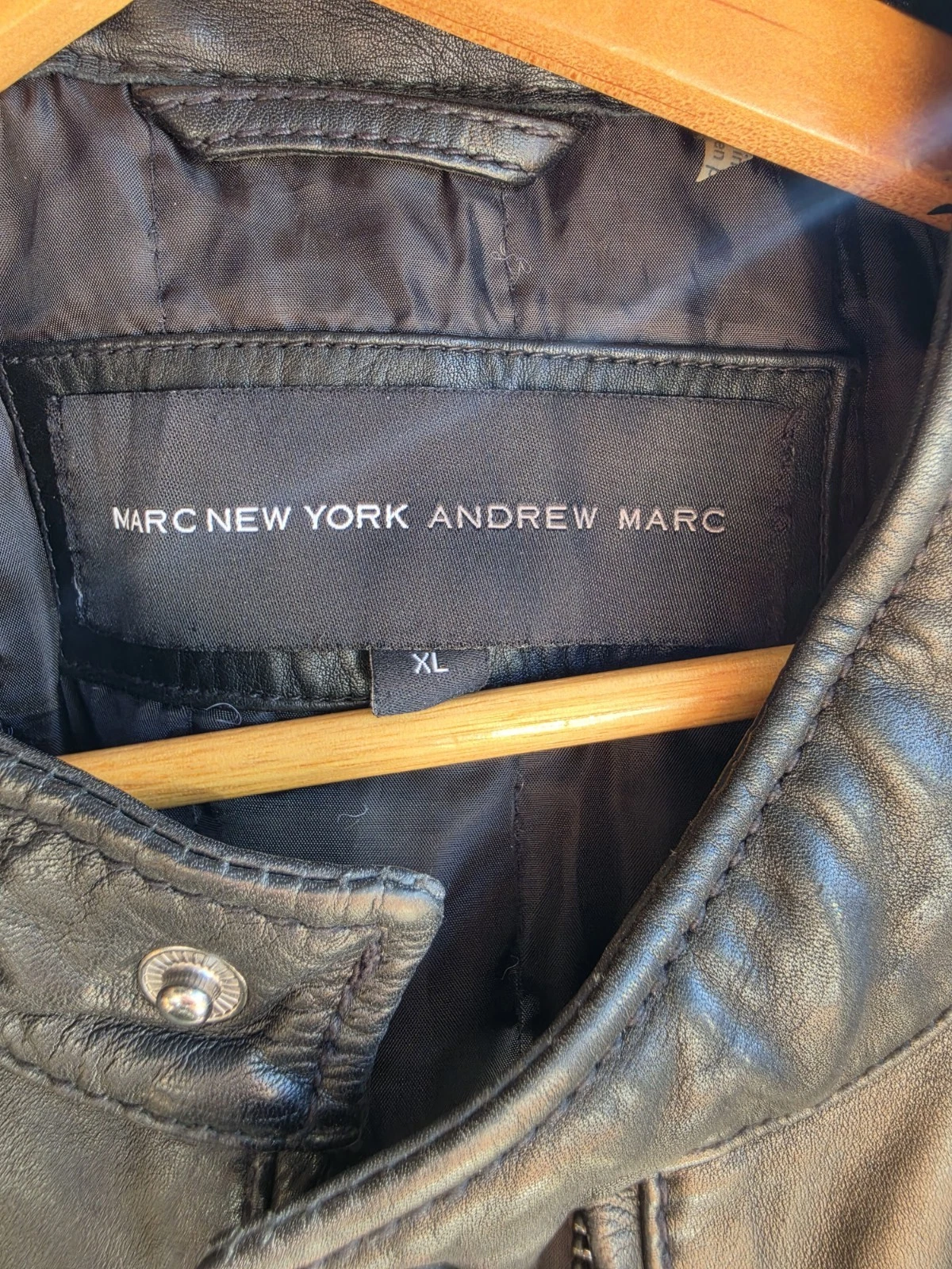 Andrew Marc Marc New York Men’s Black Leather Full Zip Biker Jacket XL - product detail image 4