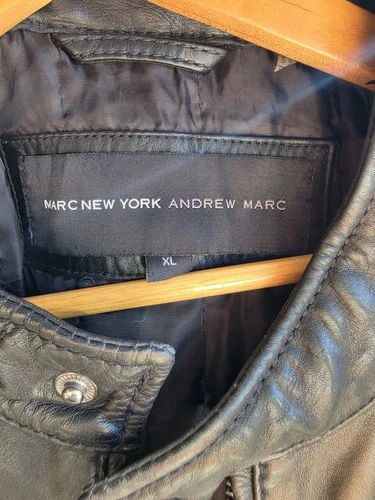 Andrew Marc Marc New York Men’s Black Leather Full Zip Biker Jacket XL image 4