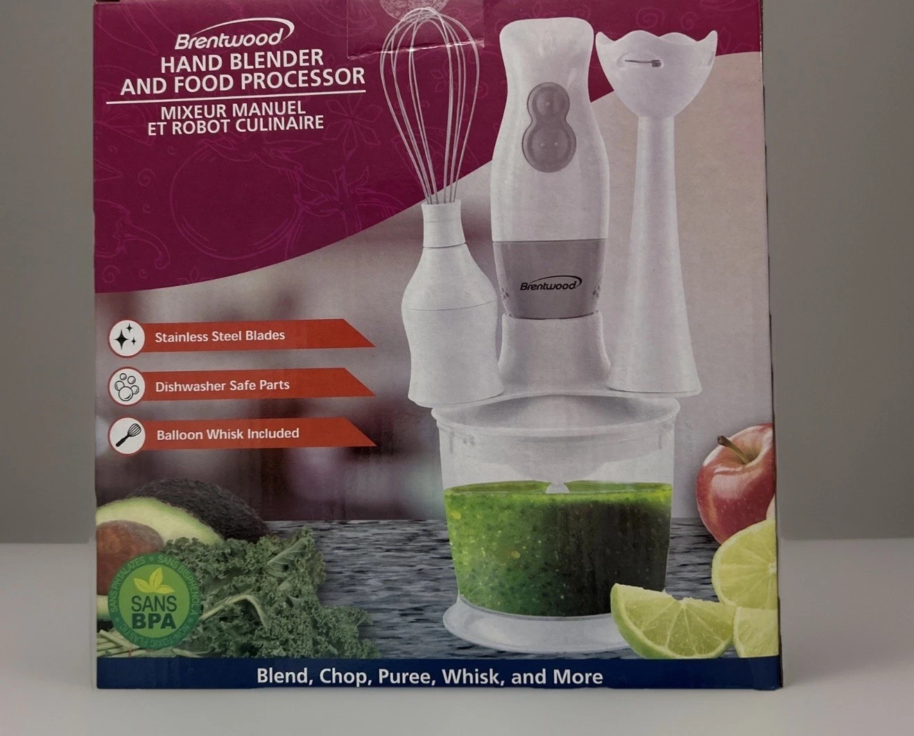 Brentwood Appliances NEW 2-Speed Hand Blender and Food Processor BPA FREE NISB