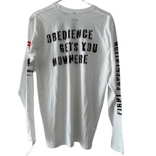 Maglietta UFC Octagon Obedience Gets You Nowhere taglia L bianca maniche lunghe nuova con etichetta 