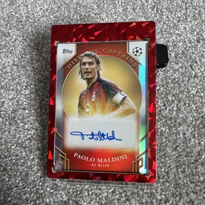 VERY RARE - Topps UCC Flagship Historic Captains AC Milan Paolo Maldini Auto 