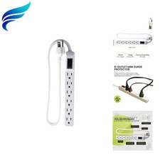 Go Green Power 6-Outlet Surge Protector with 90 Joules Protection, Compact  ...