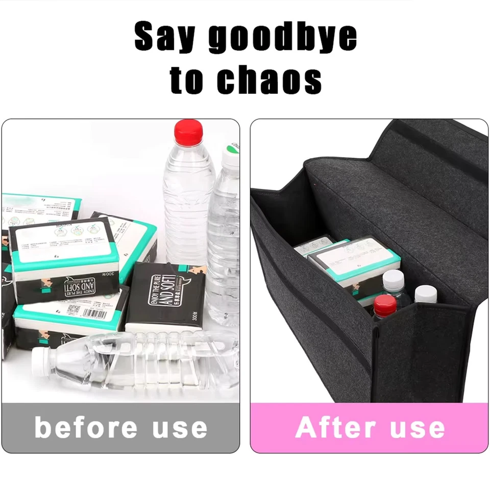 Caja de almacenamiento de fieltro gris oscuro para automóvil 1 pieza bolsa de almacenamiento para automóvil ampliada y engrosada suave F Foto 3 de 4