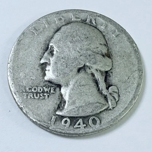 1940 Washington Quarter 90% Silver Circulated Coin Free Shipping #7662