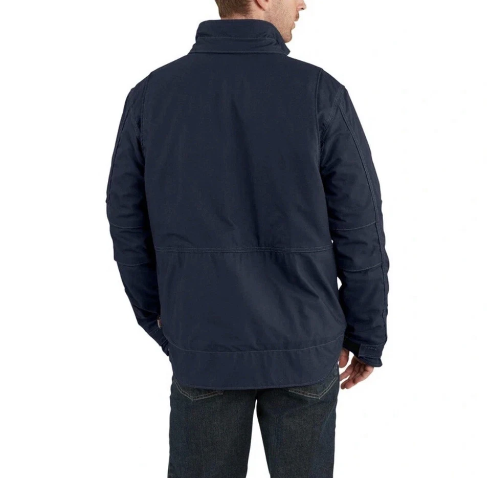 NUEVO CON ETIQUETAS Chaqueta Carhartt Abrigo Quick Duck Hombres Azul Marino Resistente al Fuego Columpio Completo 102182 XL Foto 4 de 4