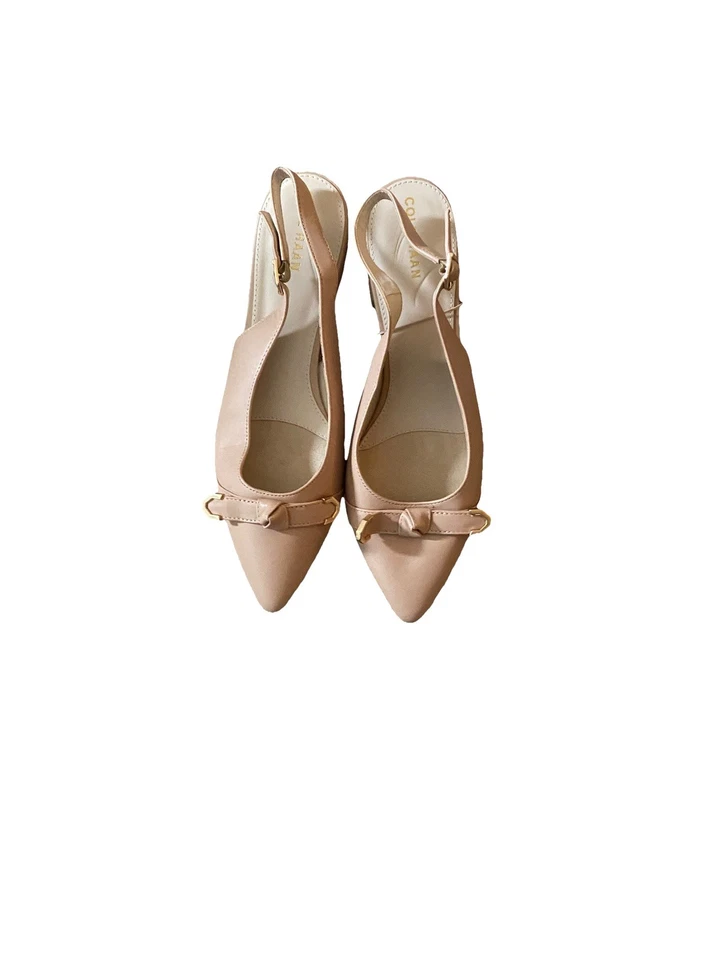 Blush COLE HAAN tamanho 11B feminino alça de tornozelo sem salto arco e detalhe dourado - Imagem 3 de 4