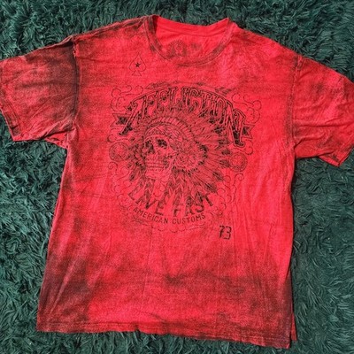 Vintage Affliction American Customs Red Skull Headdress Tee Size 4XL