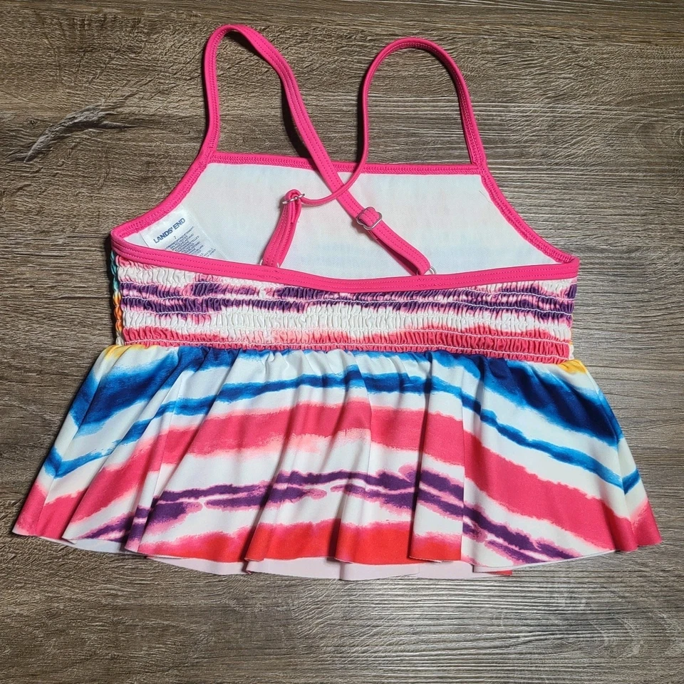 LANDS END Maiô TANKINI Top Tamanho 7 Piscina FESTA Arco-íris Cores Brilhantes - Imagem 2 de 4