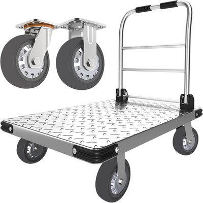 Heavy Duty Folding Dolly Cart Hand Truck 2000 lb Utility Trolley Black Silver
