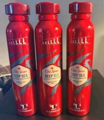 3 JUMBO XXLLL Old Spice Deep Sea Body Spray 250mL 8.5 Oz  Deodorant 