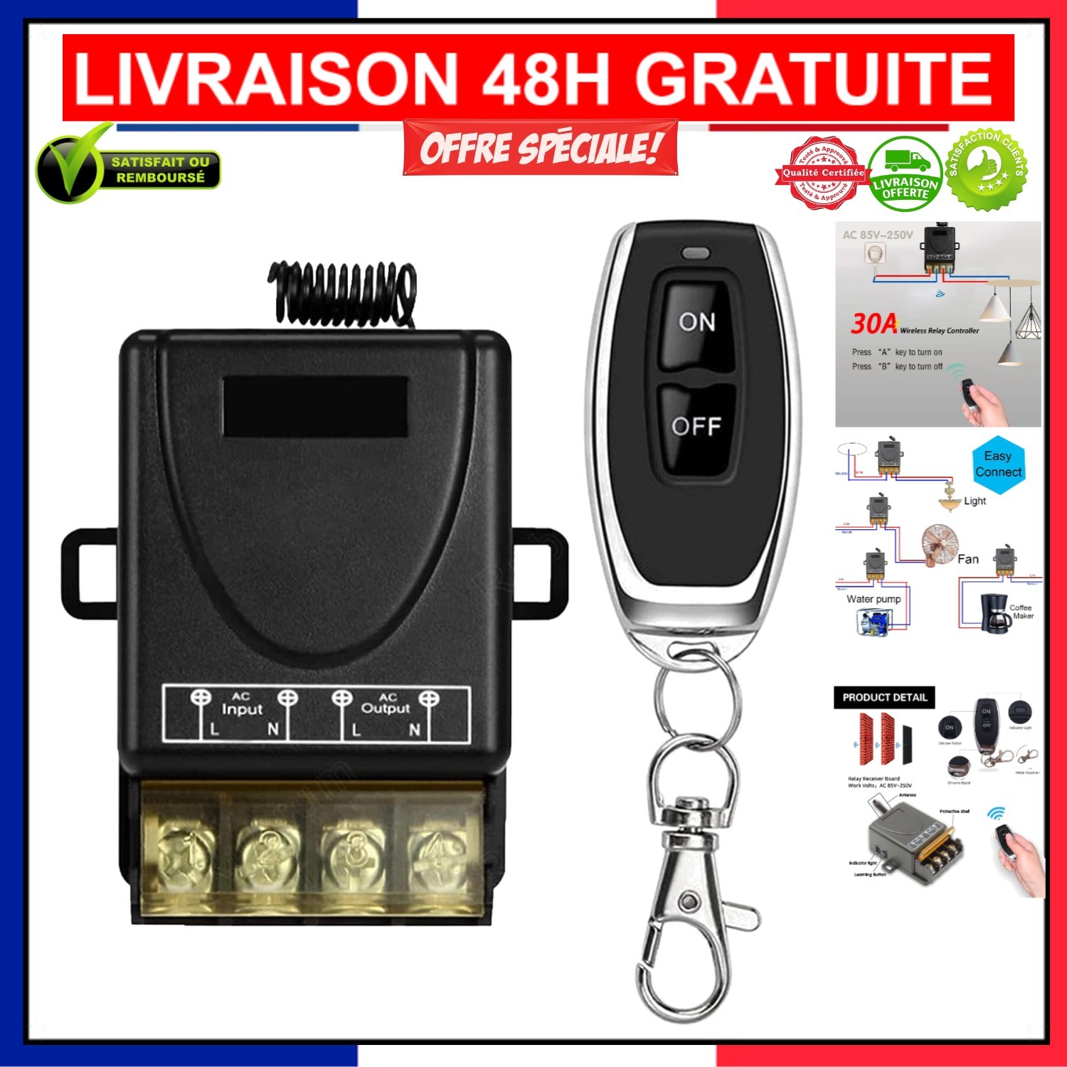 Télécommande 433Mhz d'irrigation sans fil avec relais longue portée 500m