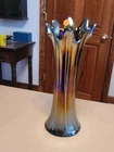 Nice Purple Northwood Carnival Glass Thin Rib Mid Size Vase