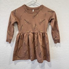 Rylee  Cru Tan Guitar Print Raglan Dress Girls 4-5Y