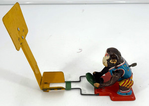 Vintage 1950's Monkey Basketball Player TPS Wind-Up Litho Tin Toy JAPAN Working