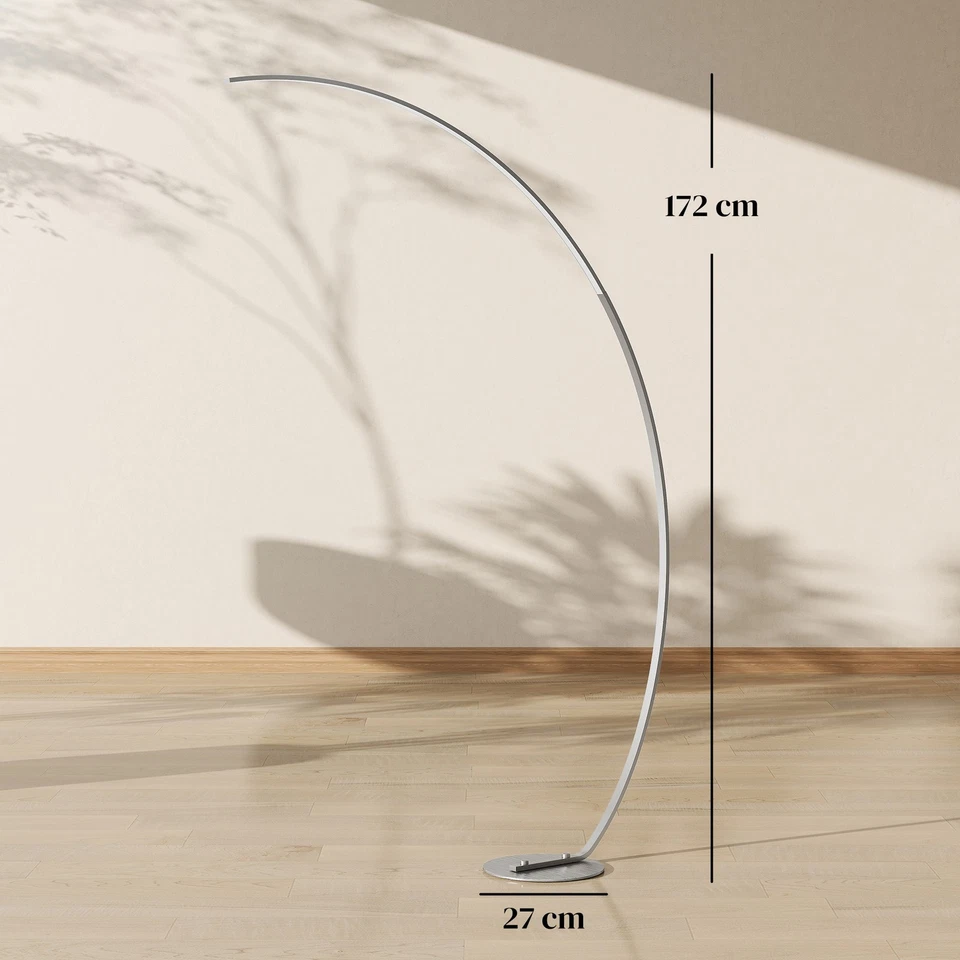 HOMCOM Lampada da Terra ad Arco Alta 172 cm Regolabile con Telecomando Argento - Immagine 4 di 4