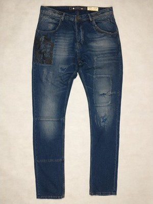 Desigual BAGGY Jeans Mens Gr. 36 Prints Patchwork Distressed Tapered