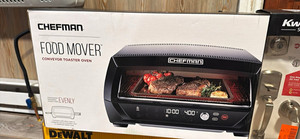 Chefman Food Mover Conveyor Toaster Oven 1500W 120V Matte Black Metal