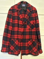 Pendleton Vintage Knockabout Jacket 1960's Men's Red Tartan Plaid Wool Large