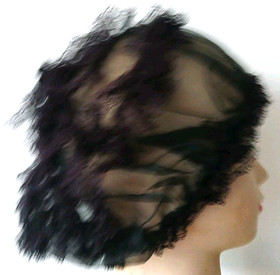 2 VTG ANTIQUE LACE CAPS HAIR NETS BED LINGERIE ROLLERS PASTELS & BLACK/DARK BRN