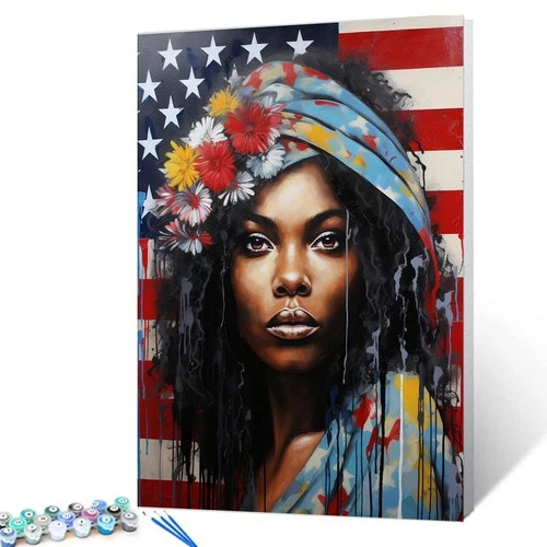 Tucocoo America African Women Paint by Number for Adults, DIY Digital Oil