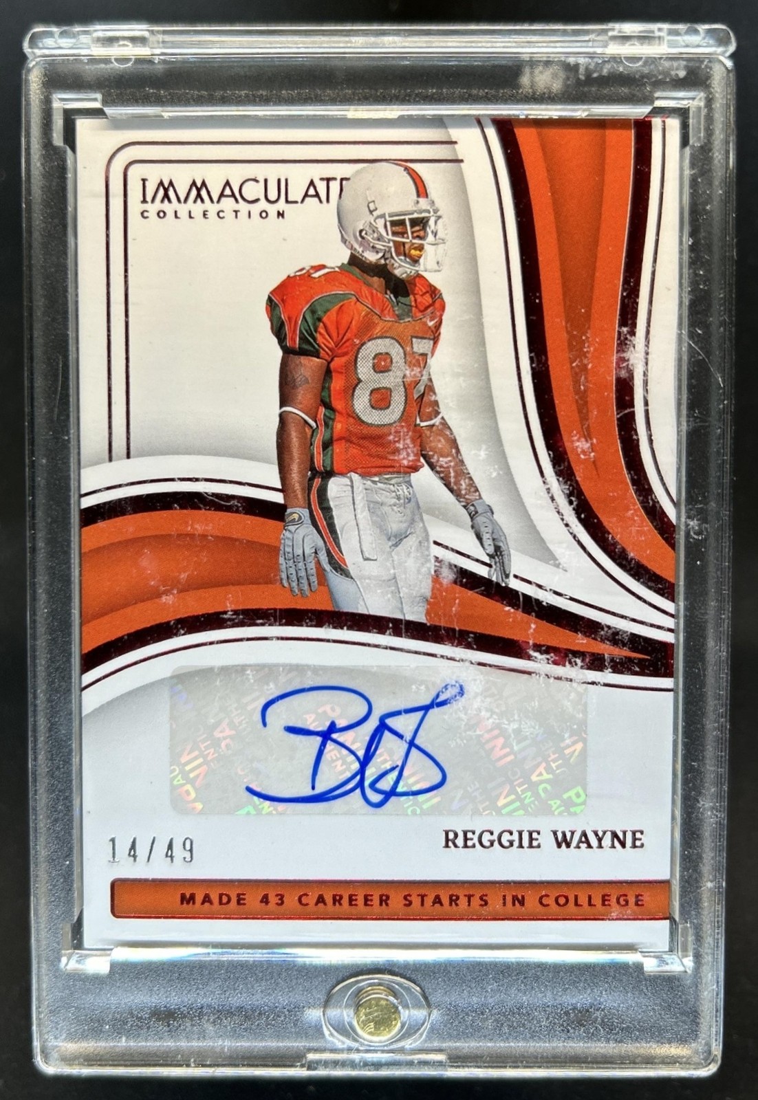 2023 Immaculate Collegiate Reggie Wayne College Greats Signatures Ruby Auto #/49 view 1