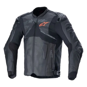 Alpinestars Atem V5 Leather Motorcycle Jacket Mens Plain Black