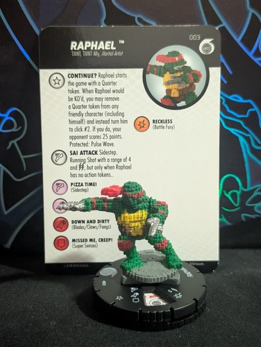 NM with Card HeroClix Raphael - 003 - Fast Forces TMNT - Unplugged Indy
