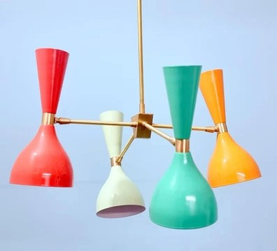 4 Arm 8-Light Brass Sputnik Chandelier Mid-Century Modern Fixture Christmas Gift