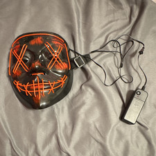 LED Light-Up Full Face Mask, Adjustable, Black/Red, One Size Halloween