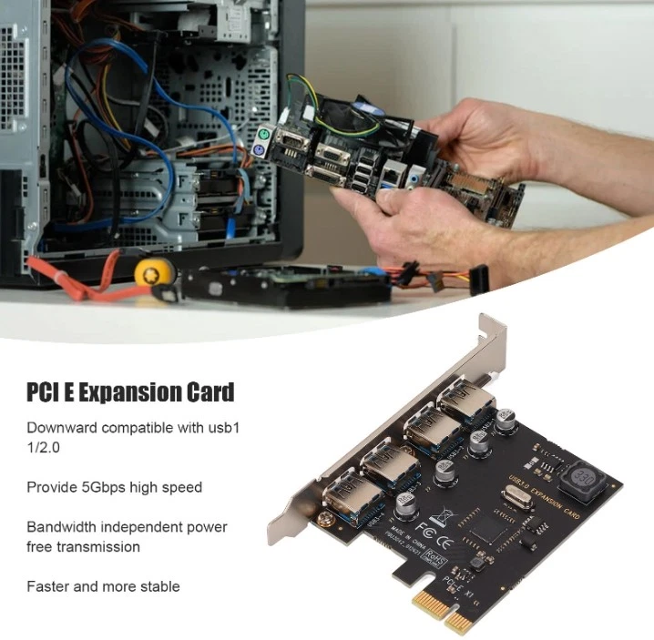 ​PCIe to USB 3.0 Adapter, PCIe x1 to 4 Ports USB PCI Express Card Adapter - Image 3 of 4