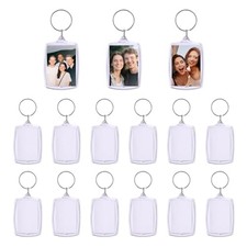 15pcs Pendant Picture Frame keychain, Clear Acrylic Photo Frame Keyring