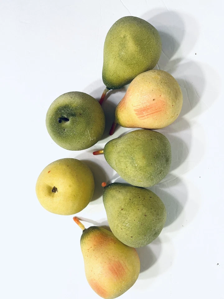 Lote 10 peras y manzanas imitación fruta azúcar esmerilado puesta en escena utilería rústica granja Foto 3 de 4