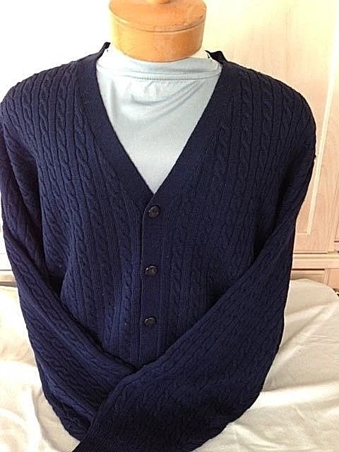 New NWT Pringle Wool Mens Navy Blue L,XL,2X Cardigan Long Sleeve $200value $40
