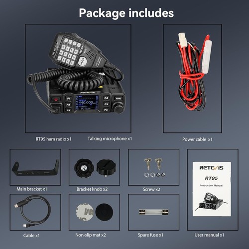 Portable 2m 70cm Mobile Ham Radio with 180 Degree Display & Cables Included - Picture 9 of 11
