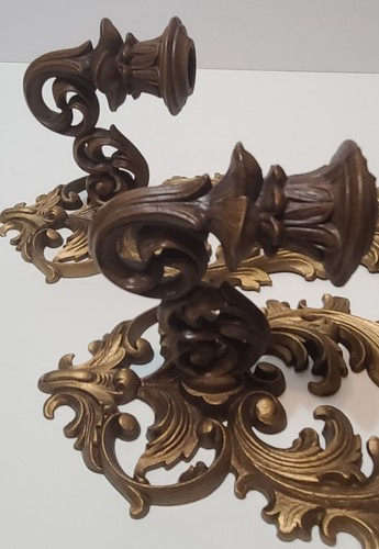Burwood Wall Sconces Gold/Brown #4988 Hollywood Regency Vintage 1970 (1 - Pair) - Picture 4 of 15