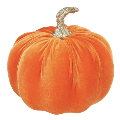 Gisela Graham Samt orange Kürbis mit Glitzer Stiel Halloween Dekoration