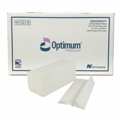 Optimum C-Fold 2-lagige weiße Papierhandtücher - 2400 Blatt