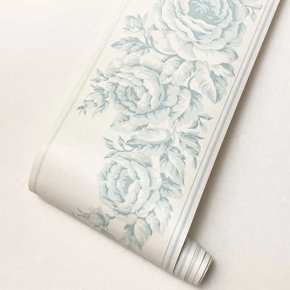 Пастель акварель синий белый роза цветочный обои границы - Изображение 2 из 4