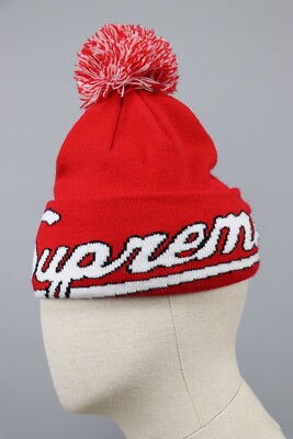 SUPREME x New Era SS19 Authentic Embroidered logo Red Acrylic Pom