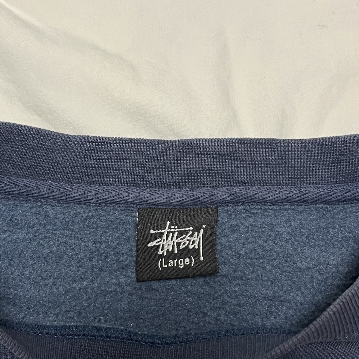 Vintage 1990s Stussy Navy Blue Embroidered Sweatshirt Mens