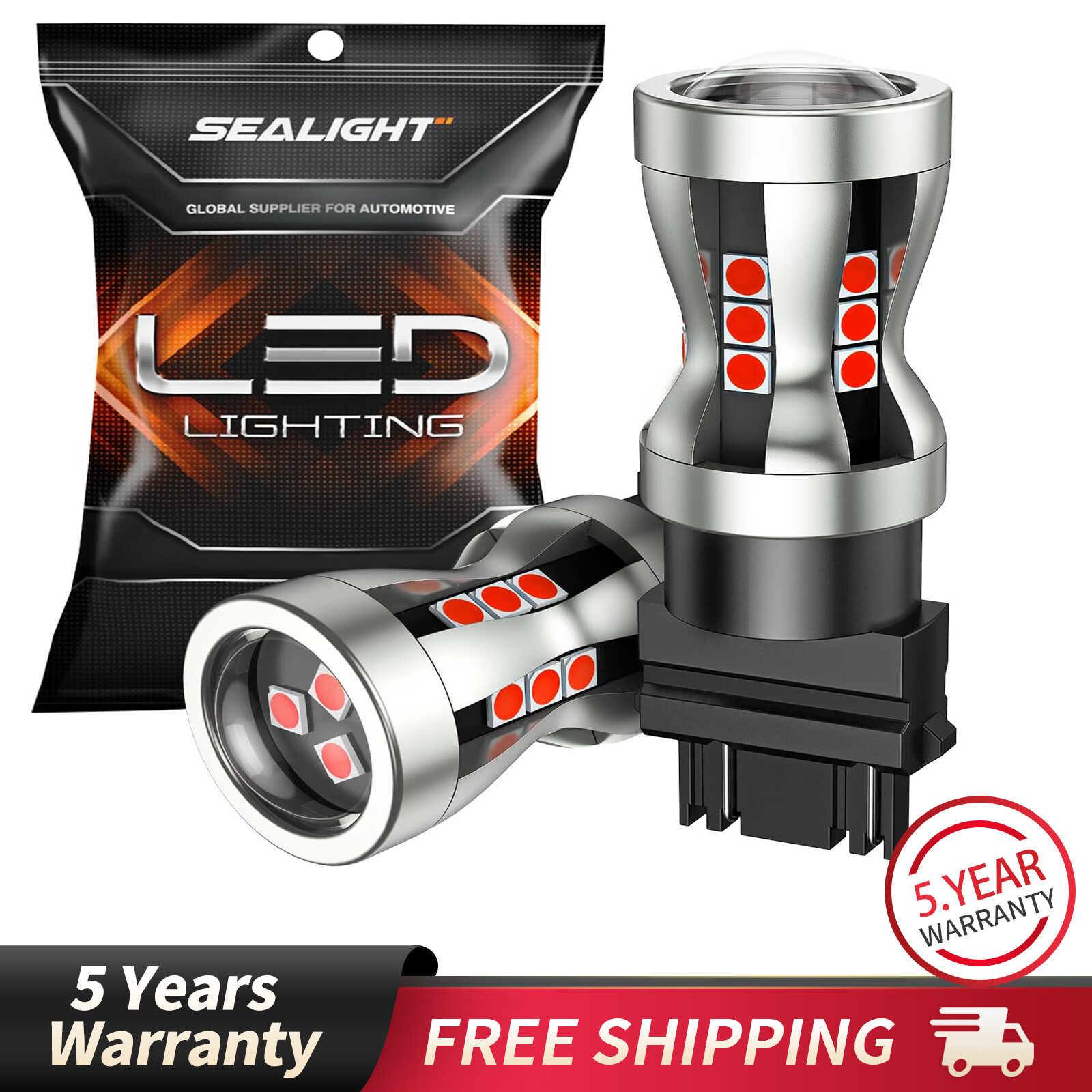 SEALIGHT 3157 LED Bulb Red for Brake Tail Stop Lights 3156 3057 4157 Compatible