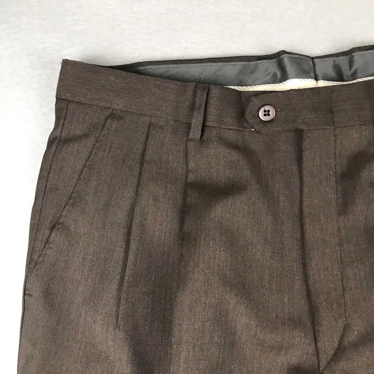 ☆韓国の人気☆【WOOALONG】☆Double sided pant.s☆ Dragos Pants Mens 36X26 Brown 100% Virgin Wool Marlane