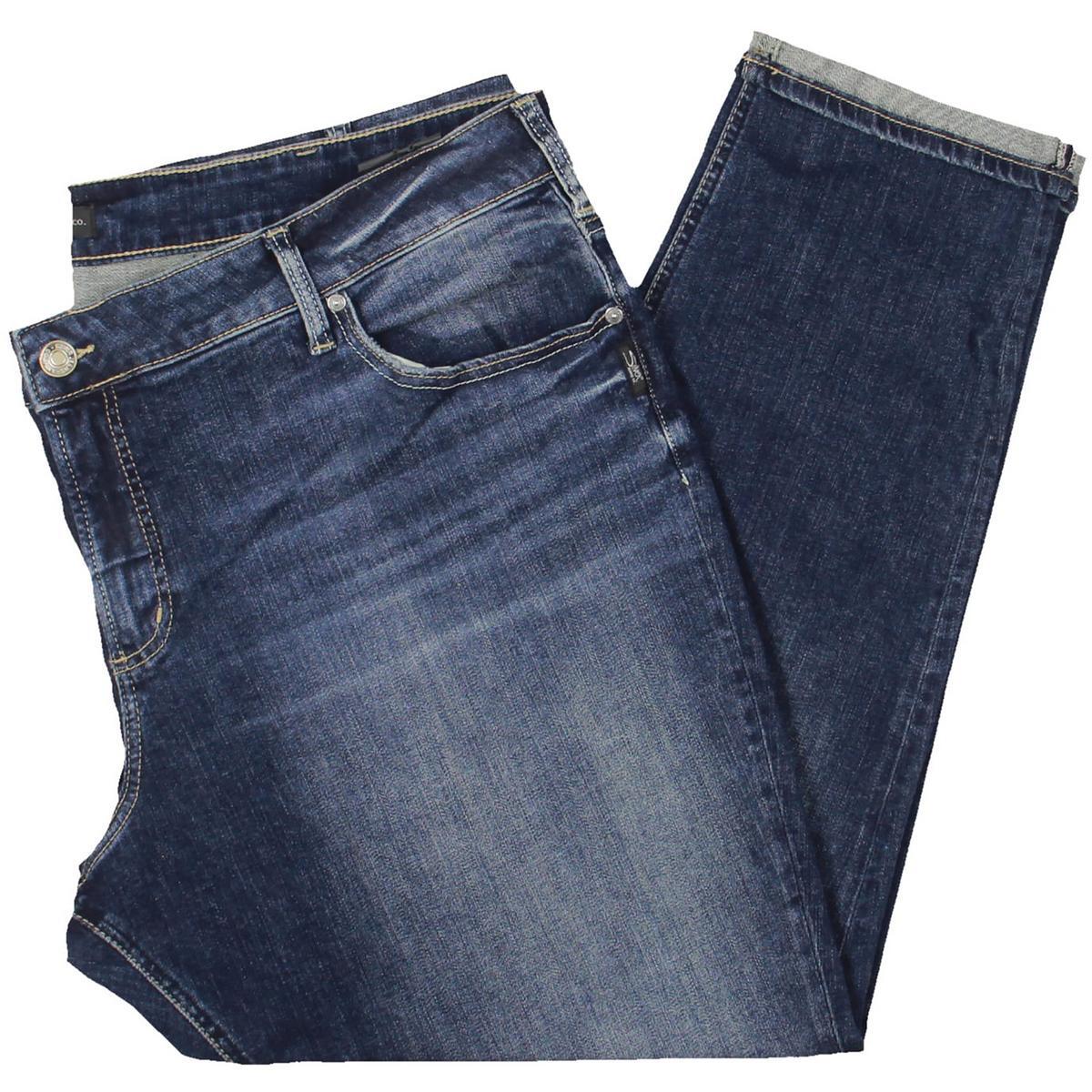 Silver Jeans Co. Женские зауженные джинсы из потертых тканей средней посадки Plus BHFO 8221