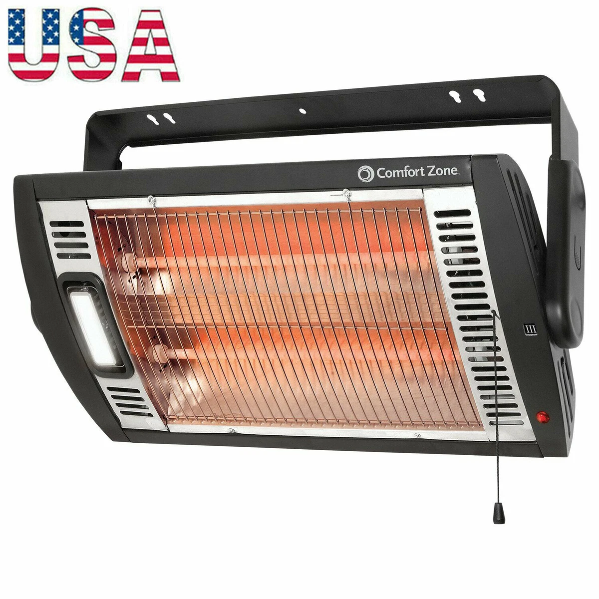 Comfort Zone 1,500-Watt Infrared Ceiling Mount Electric Portable Heater  Garage | eBay