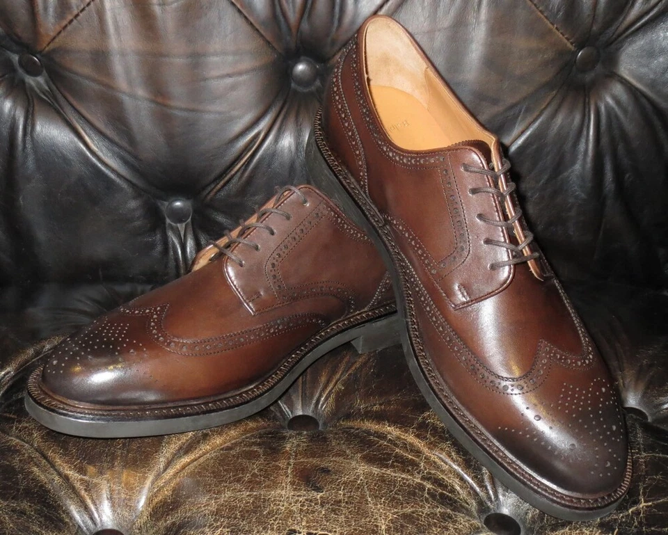 NUEVO POLO RALPH LAUREN ZAPATOS 13 D PUNTA DE ALA MARRÓN BRUÑIDO CUERO DE VACA PERFUMADO Foto 3 de 4