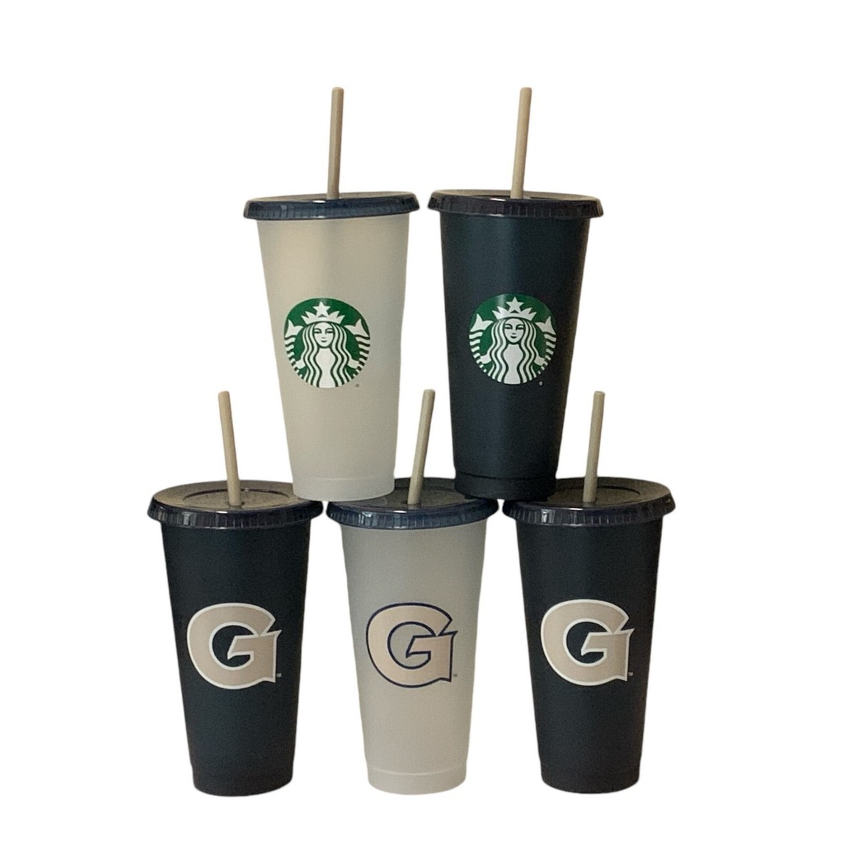 5 Pk Starbucks Campus Collection GEORGETOWN Reusable 24 Oz Cold