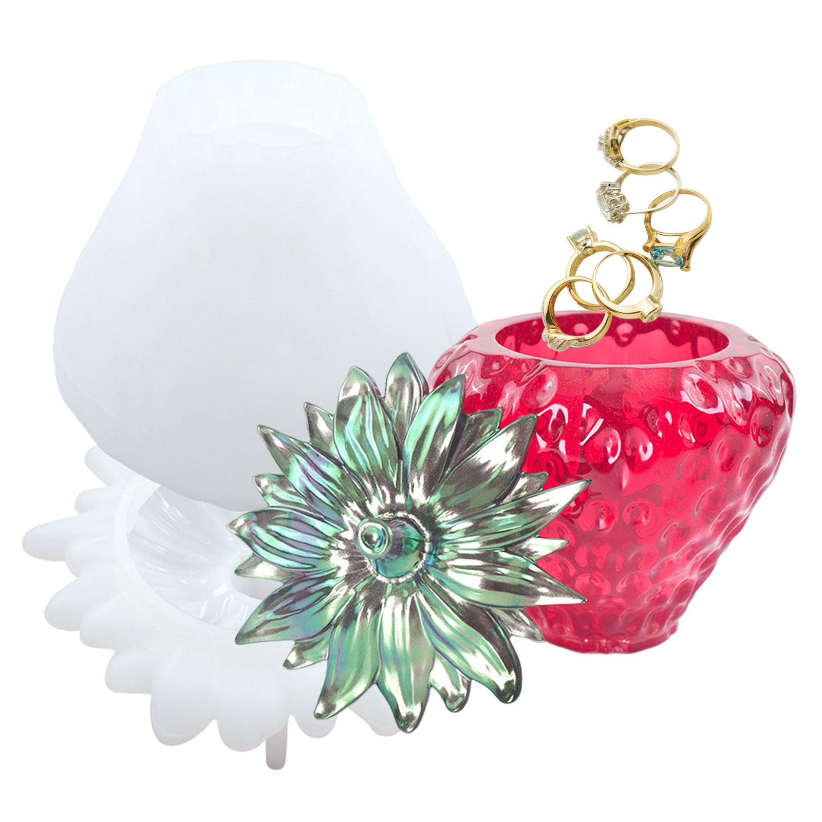 3D Strawberry Resin Jewelry Box Silicone Mold with Lid-image