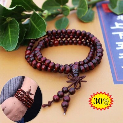 108 Mala Prayer Beads Sandalwood Buddhist Bracelet 6mm Meditation