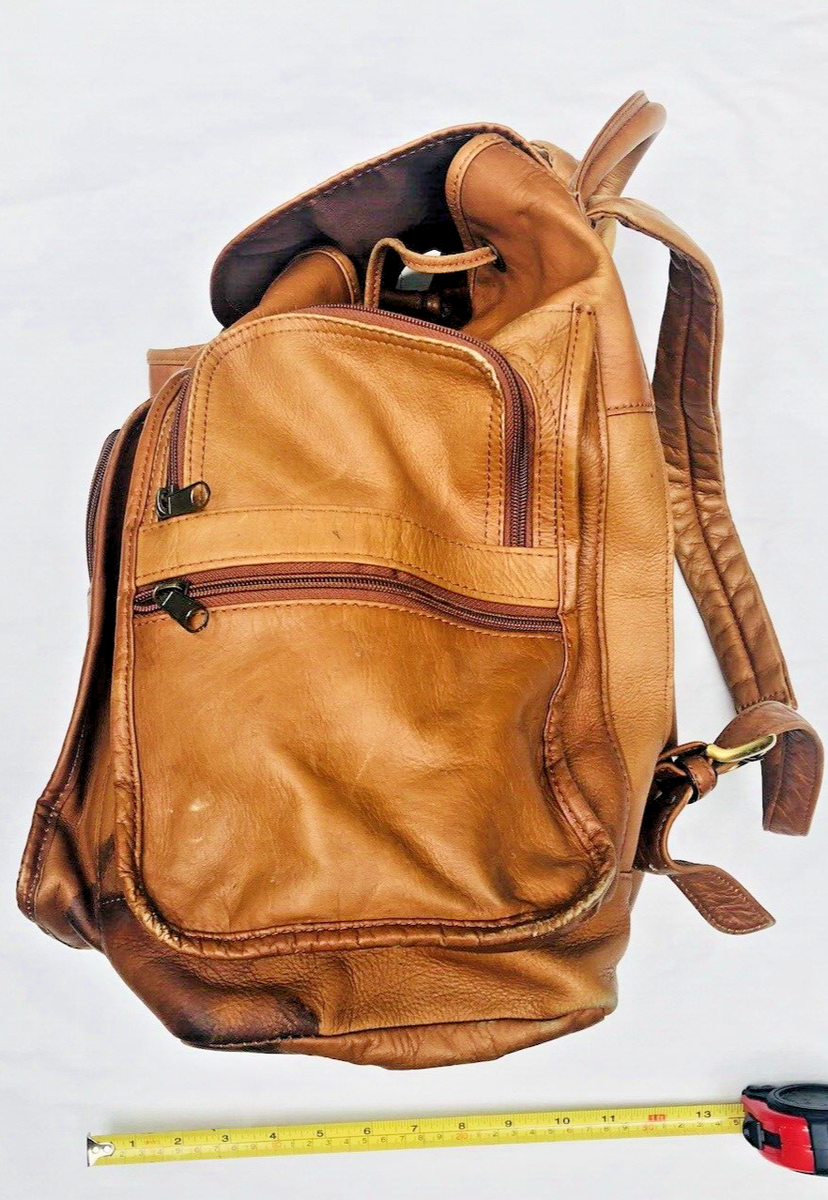 Boulder Ridge Leather Backpack Rucksack Brown Cowhide School  display picture 1